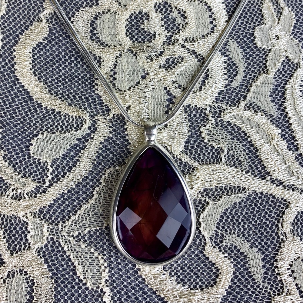 Purple Multifaceted Teardrop Pendant Necklace